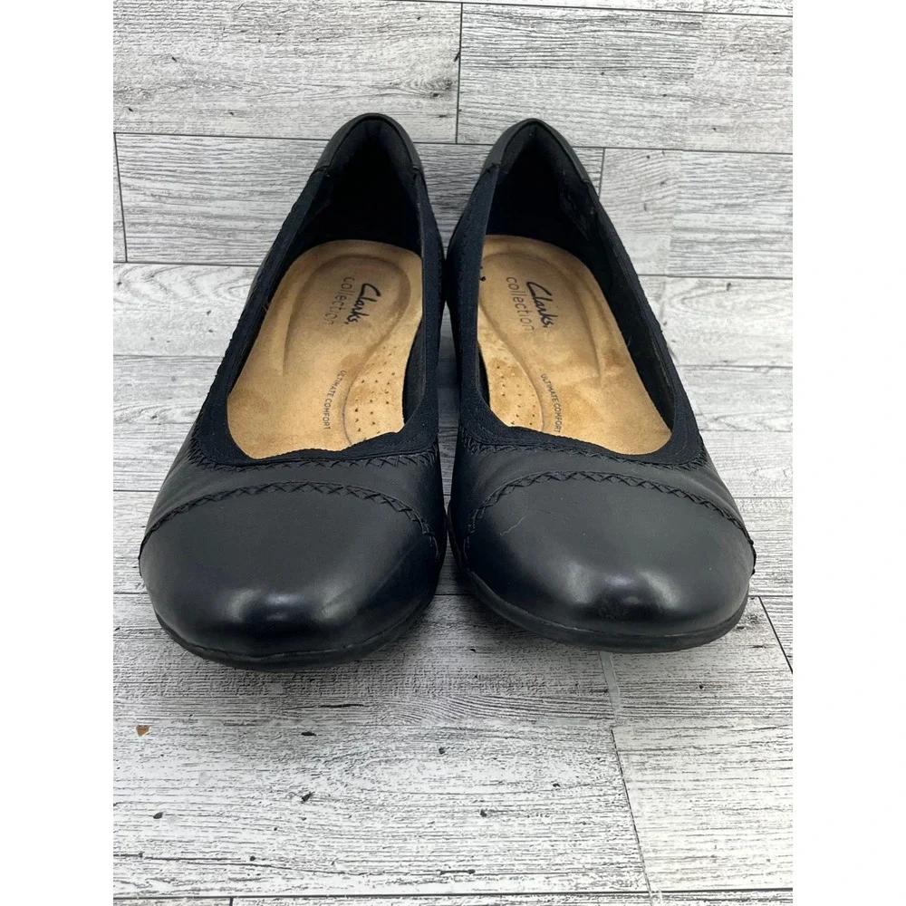 Clarks Collection‎ Ultimate Comfort Black Leather Flats Shoes Women Size 9.5 M